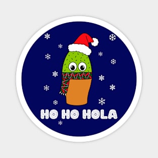 Ho Ho Hola - Cute Cactus With Christmas Scarf Magnet